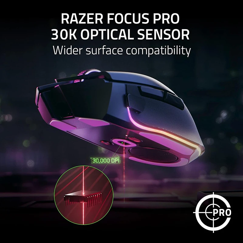 ماوس ألعاب لاسلكي Razer Basilisk V3 Pro مفاتيح بصرية Gen 3 HyperScroll عجلة إمالة كروما RGB 11 أزرار قابلة للبرمجة