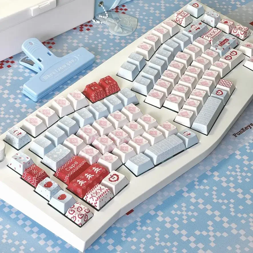 Frosted Apple Keycap Cute Blue Pink Keycaps Cherry Pbt 139Keys 2.25/2.75U Space Bar Alice Layout Keycaps L Shape Enter Key