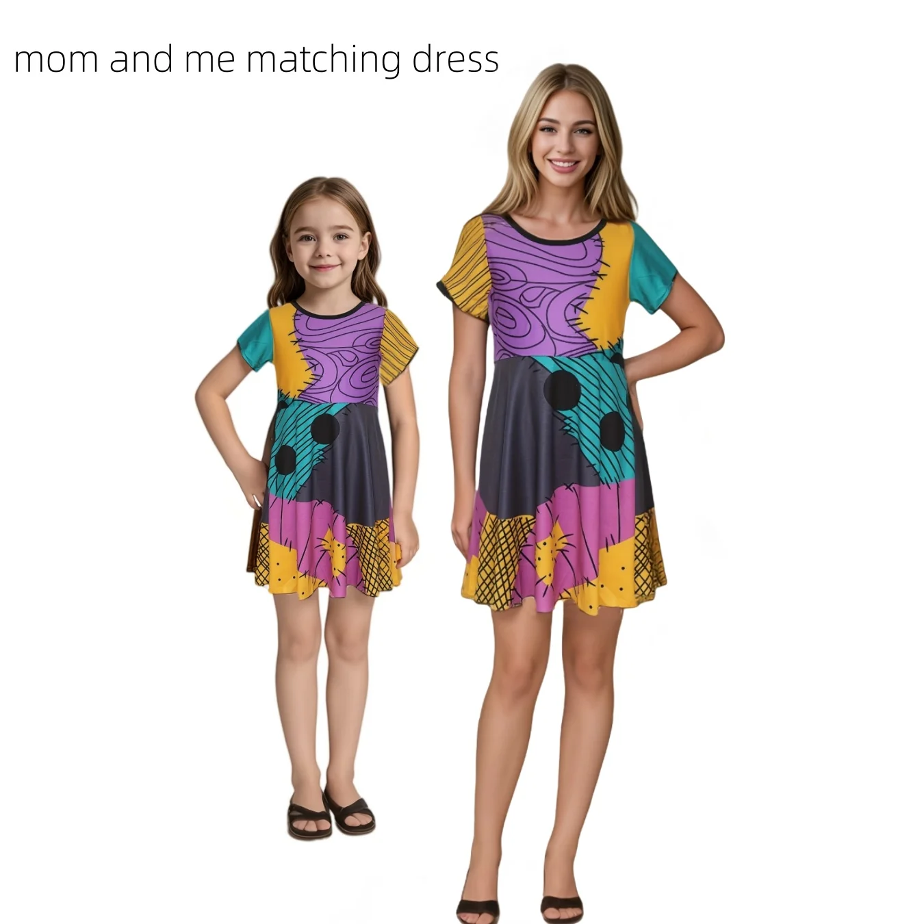 Mum and Me Matching Dress Softest Sally Cosply Dresses Up For Magical Holiday Trip Halloween Party Summer Dress