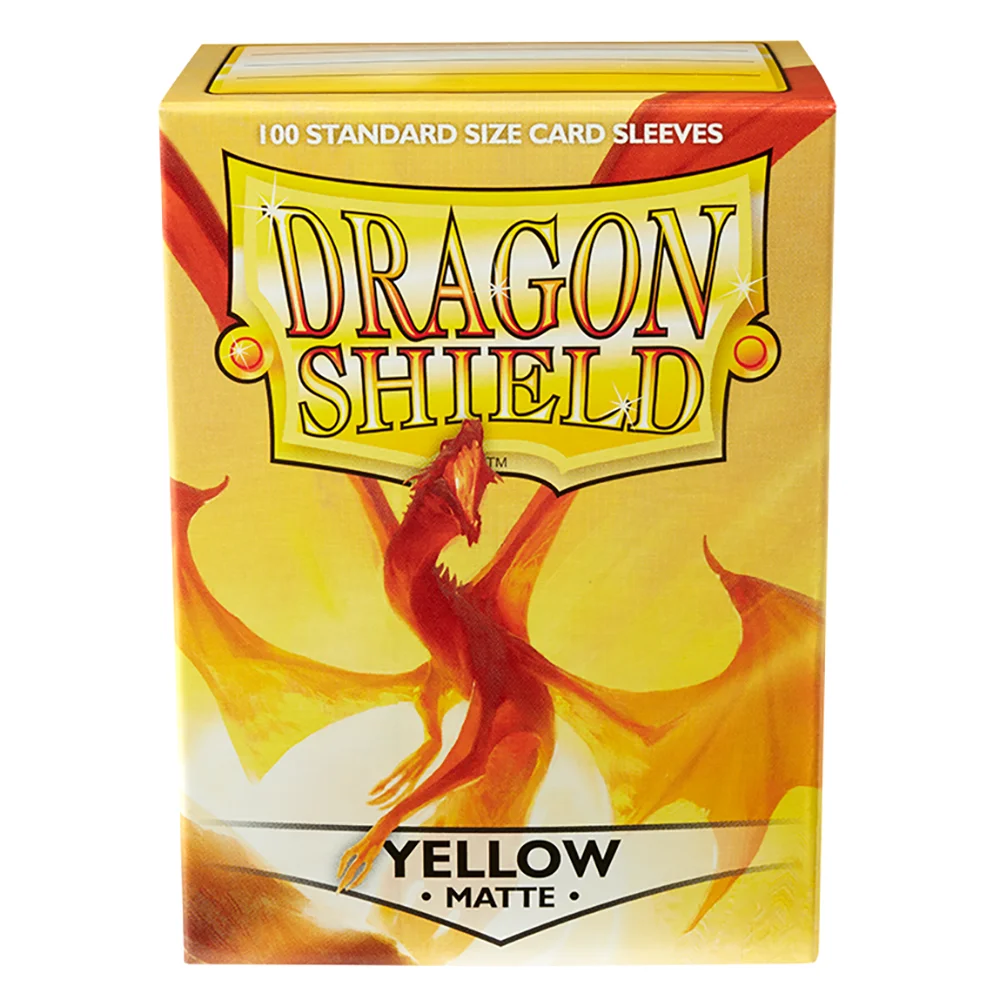 Fundas de tarjetas amarillas mate Dragon Shield de 100ct/caja para juegos de mesa de tarjetas de tamaño estándar MTG/OPCG/PKM