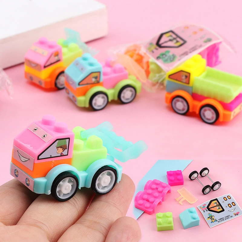 20Pcs DIY Puzzle Building Block Cars Toys Construction Vehicle Kids Baby Shower Birthday Party Gifts Party Favors Pinata Bag