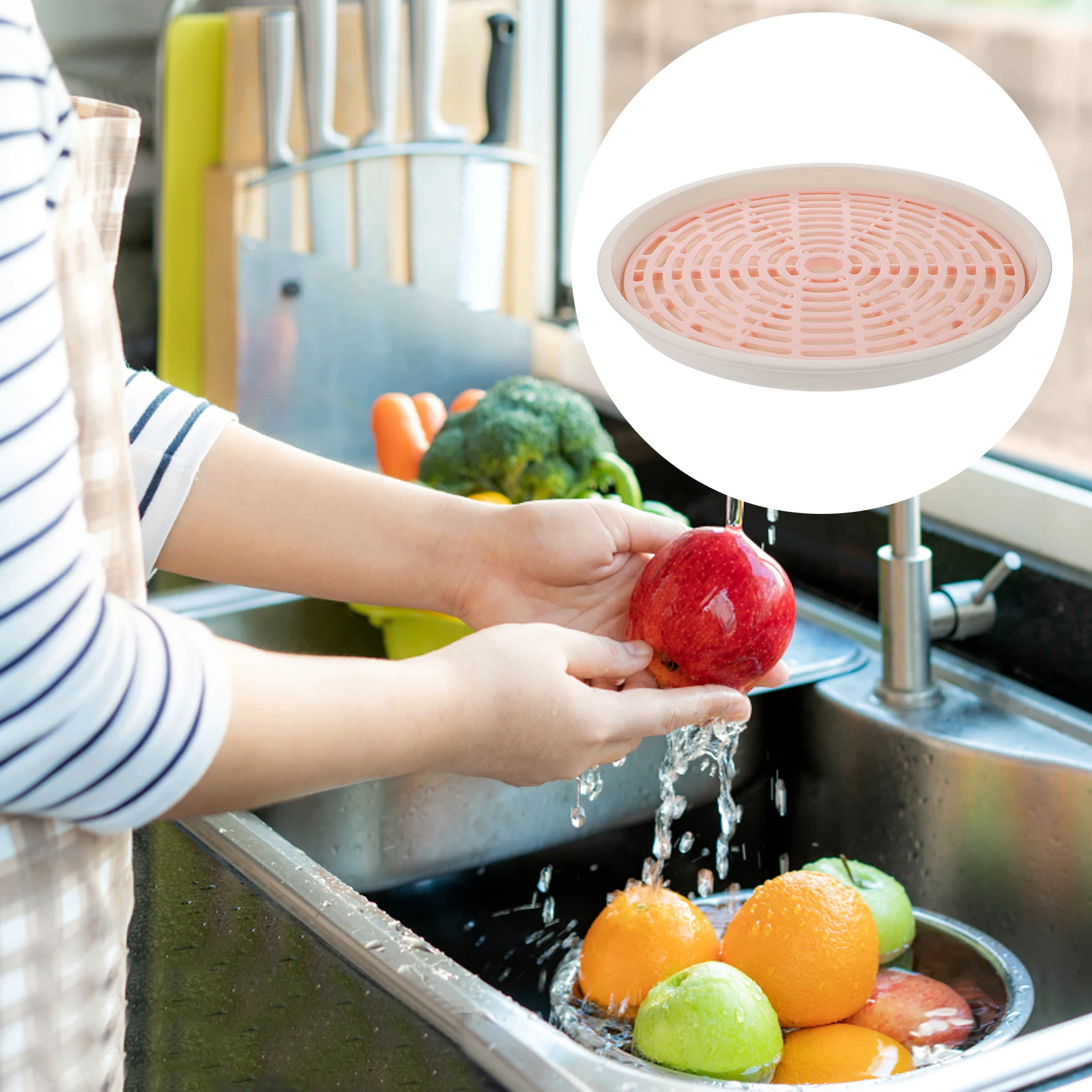 

Fruit Draining Tray Self Draining Bowl Kitchen Fruits Dish Produce Food Washing Plate Strainer Vegetable Storage Safe Materials
