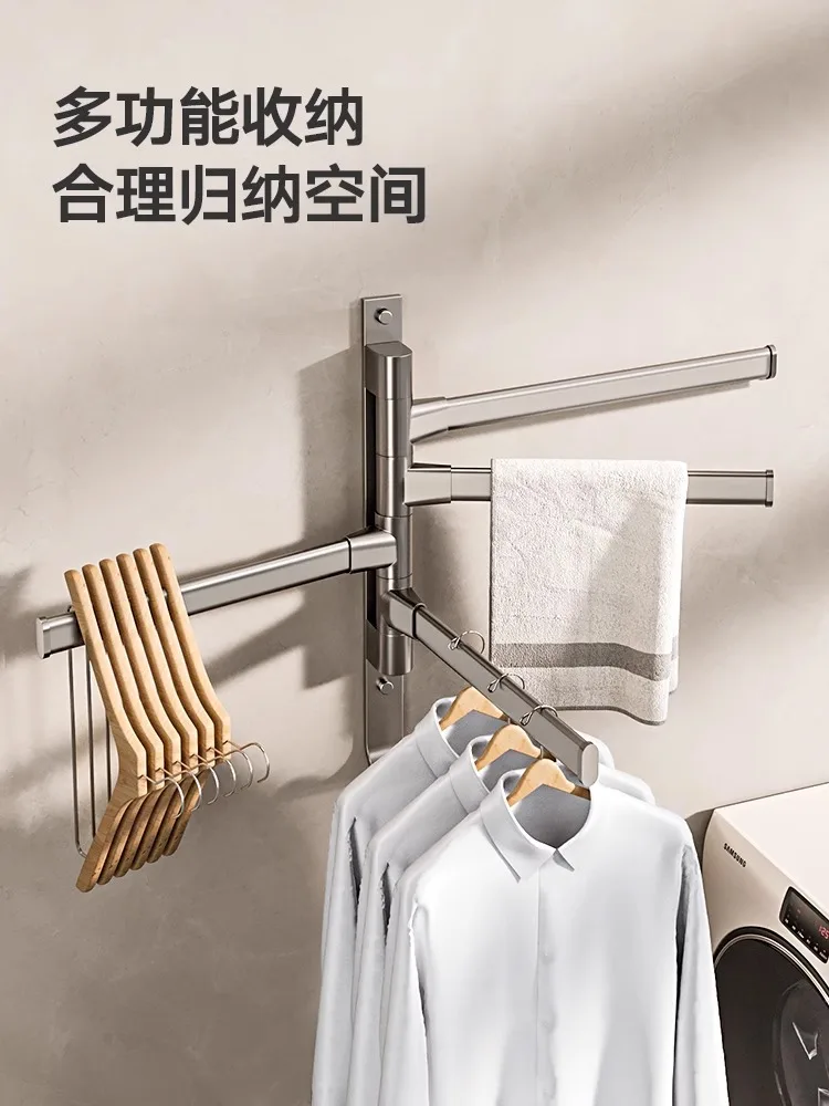 

Bathroom Rotating Towel Rack, No-Drill Corner Towel Bar, Hanging Rod for Bathroom, Toilet, Restroom, Wall-Mounted