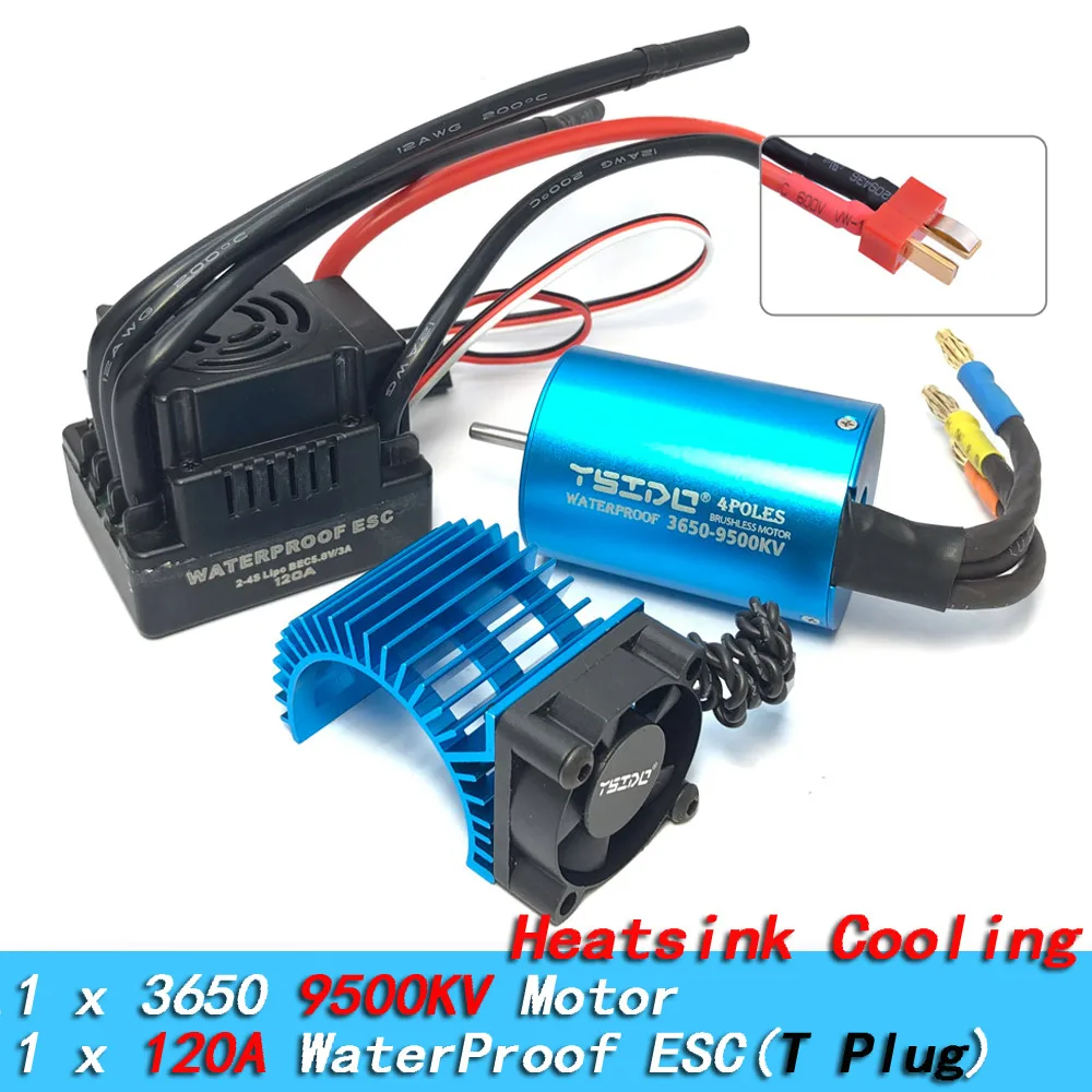 YSIDO 3650 Brushless Motor 60A/80A/120A ESC W/ Heatsink Cooling Combo for Axial Traxxas HSP Tamiya Arrma RedCat 1/10 RC Car Part view 4