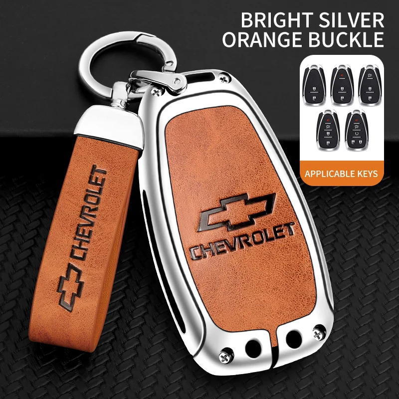 Zinc Alloy+Leather Car Key Case Cover For Chevrolet Trailblazer Blazer Sonic Volt Chevy Malibu Camaro Cruze Traverse Accessories