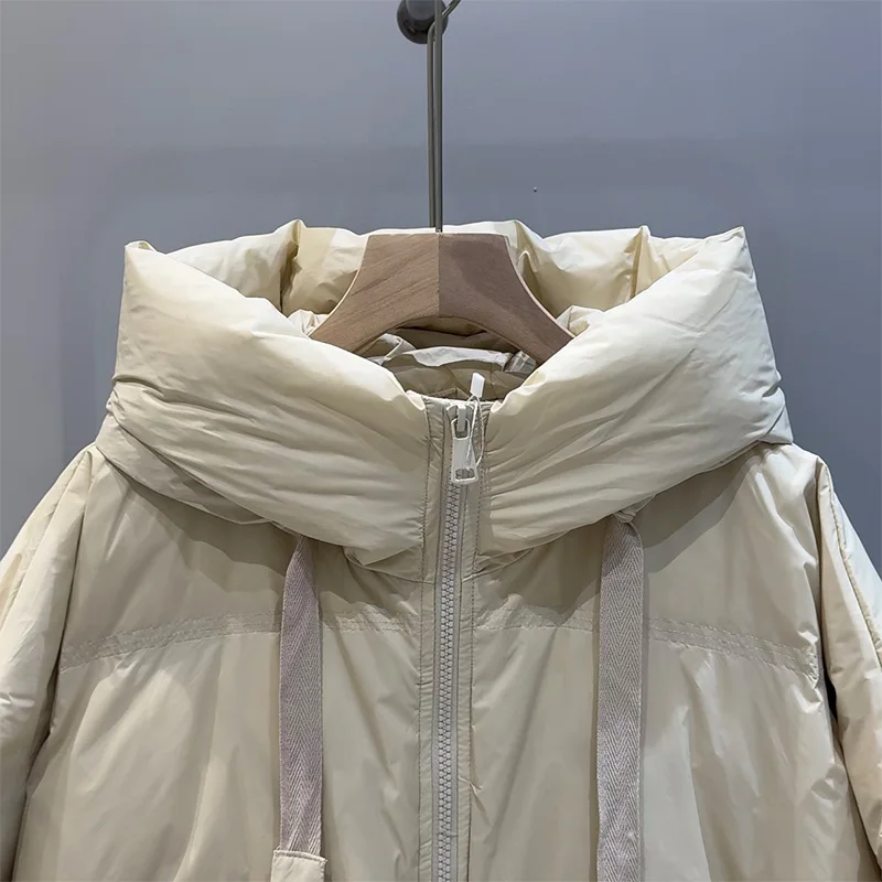 2025年新作 冬 レディース ホワイトダックダウン ルーズジャケット フード付き 女性用 秋 アウター カジュアル オーバーサイズ カジュアル パファージャケット