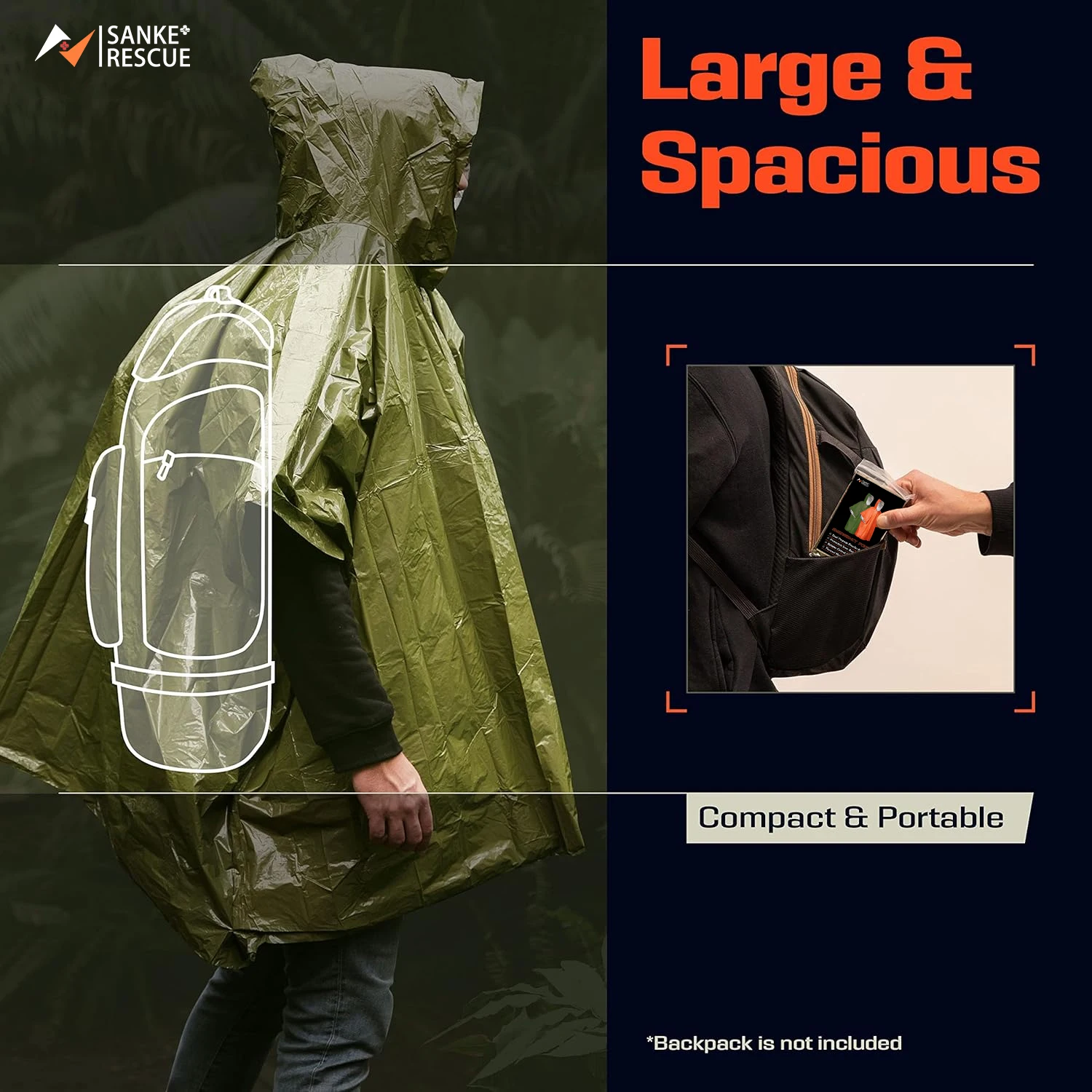 Emergency Water Proof Raincoat Aluminum Film Disposable Poncho Cold Insulation Rainwear Blankets Survival Tool Camping Equipment