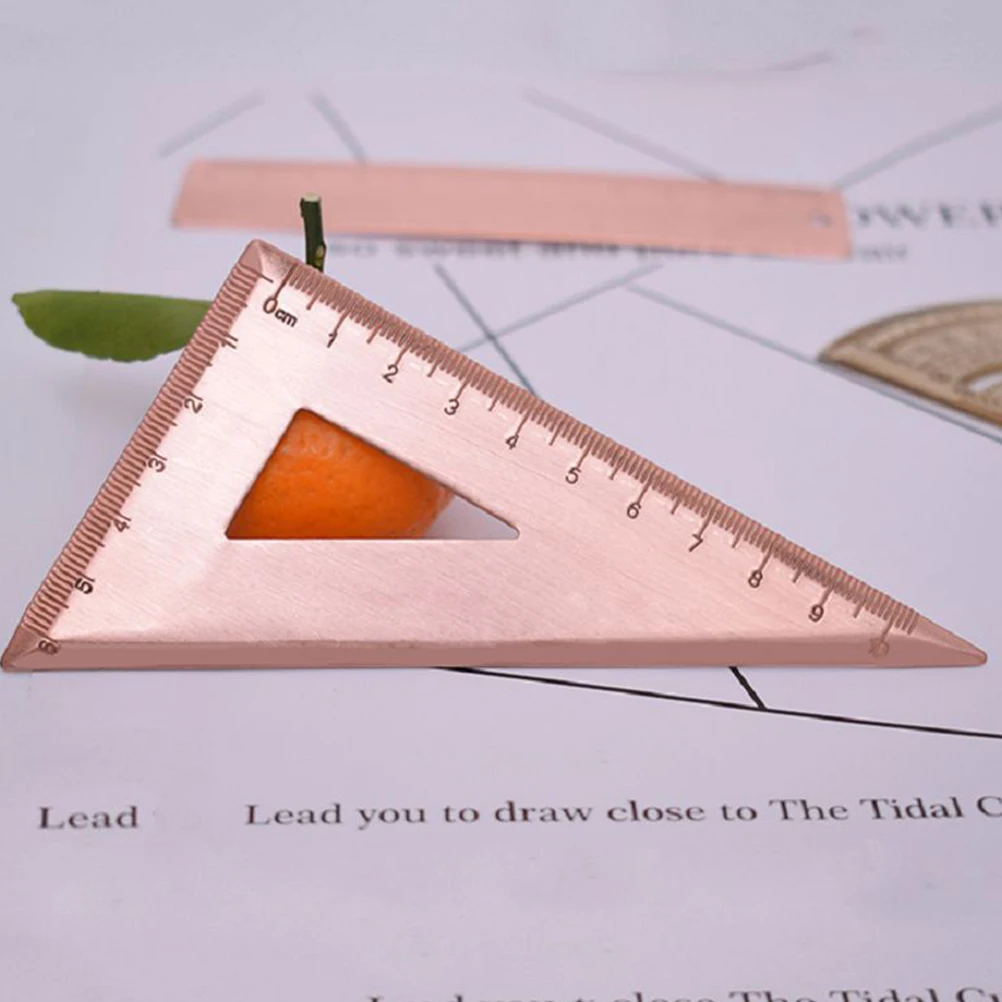 

Copper Scale Vintage Triangle Measuring Tool Student Geometry Square Carpenter Square Drafting Tool Metal Rule