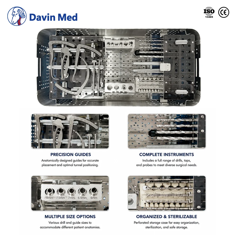 DavinMed ACL Reconstruction Instrument Set Knee Arthroscopy Orthopedic Surgical Instruments Set CE ISO 13485 OEM