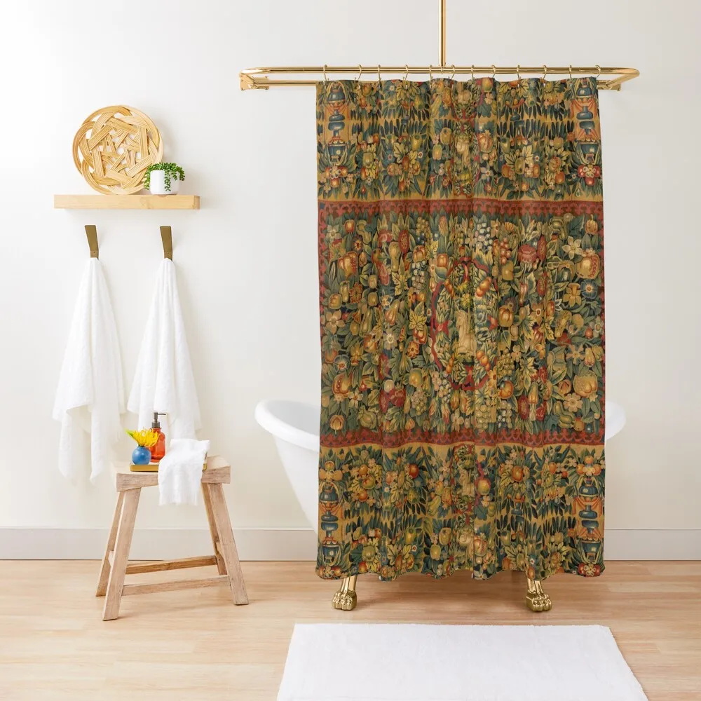 

Medieval Unicorn Floral Tapestry Shower Curtain Cute Shower Shower Bath Curtain