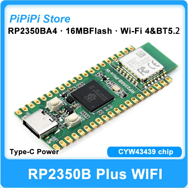 RP2350B Plus W Development Board Equipped with Raspberry Pi Radio Module 2 module WIFI4 BT5 16MB Flash RP2350B chip Type-C