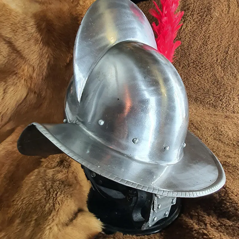 European Medieval Armor Plank Duck Helmet, Soldier Helmet Spanish Pot Helmet