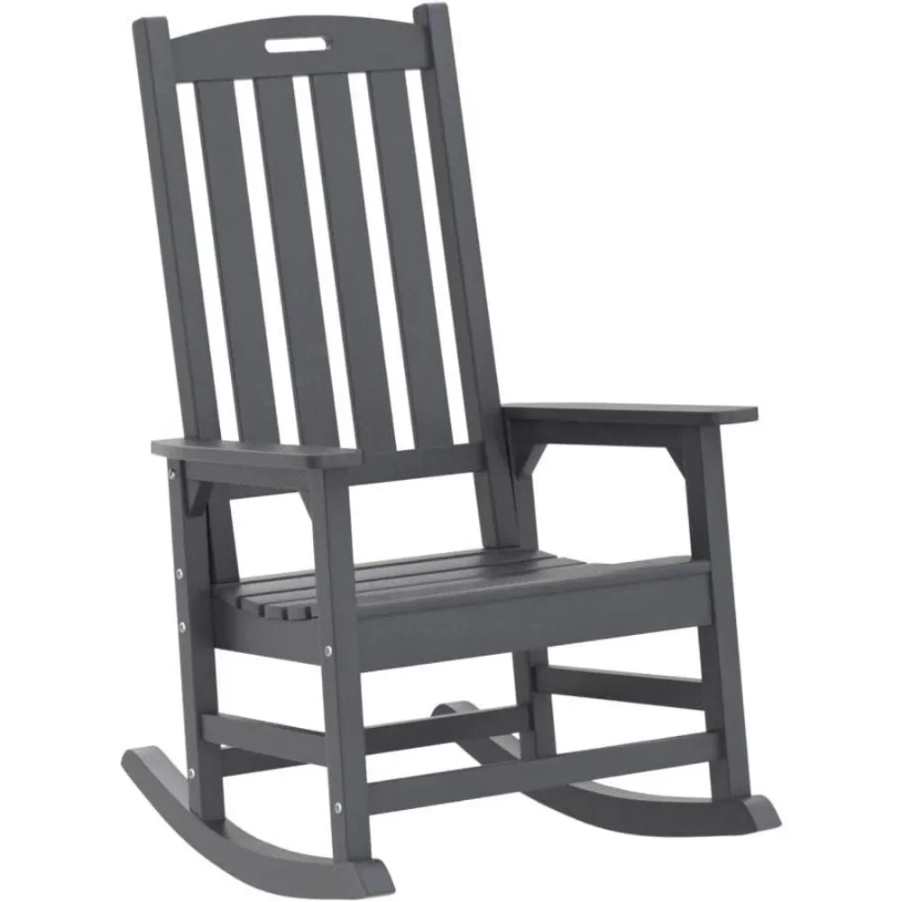Oversized Outdoor Rocking Chair Set of 2, Porch Rocker w/21" Wide Seat and 32" Tall Backrest, Pre-Assembled with Most Components