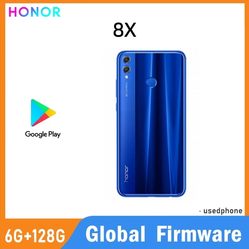 هاتف HONOR 8X المحمول بنظام عالمي وذاكرة كبيرة جداً، وظائف أصلية كاملة، بطارية 3750 مللي أمبير، هاتف أندرويد مستعمل