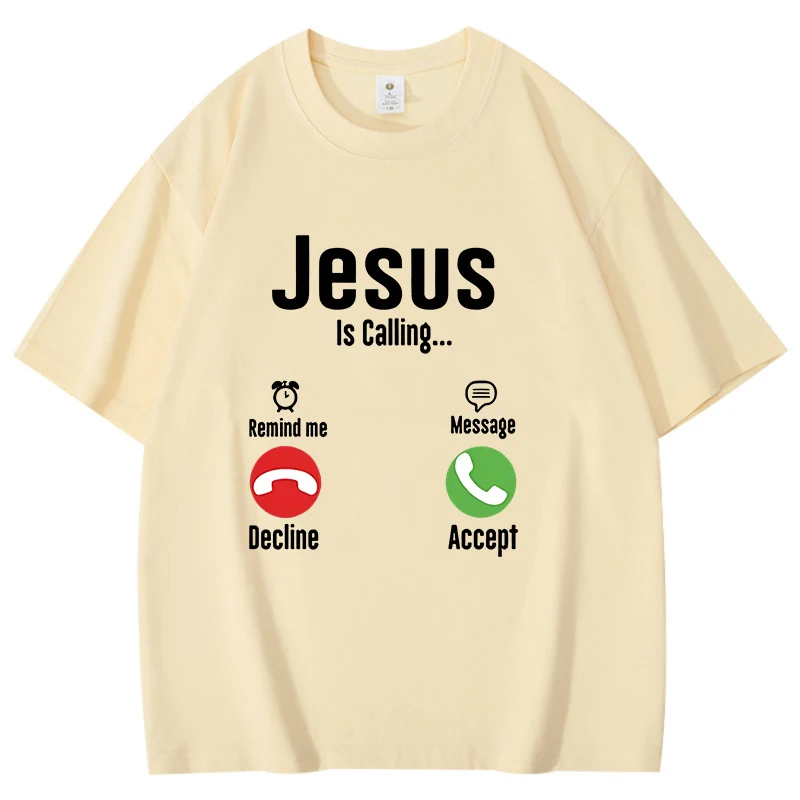 Fashion Jesus Called Printed Cotton T-shirts Retro Style Women Shirt Tee Jesus' Phone Graphic T Shirt Female Casual Top Cool