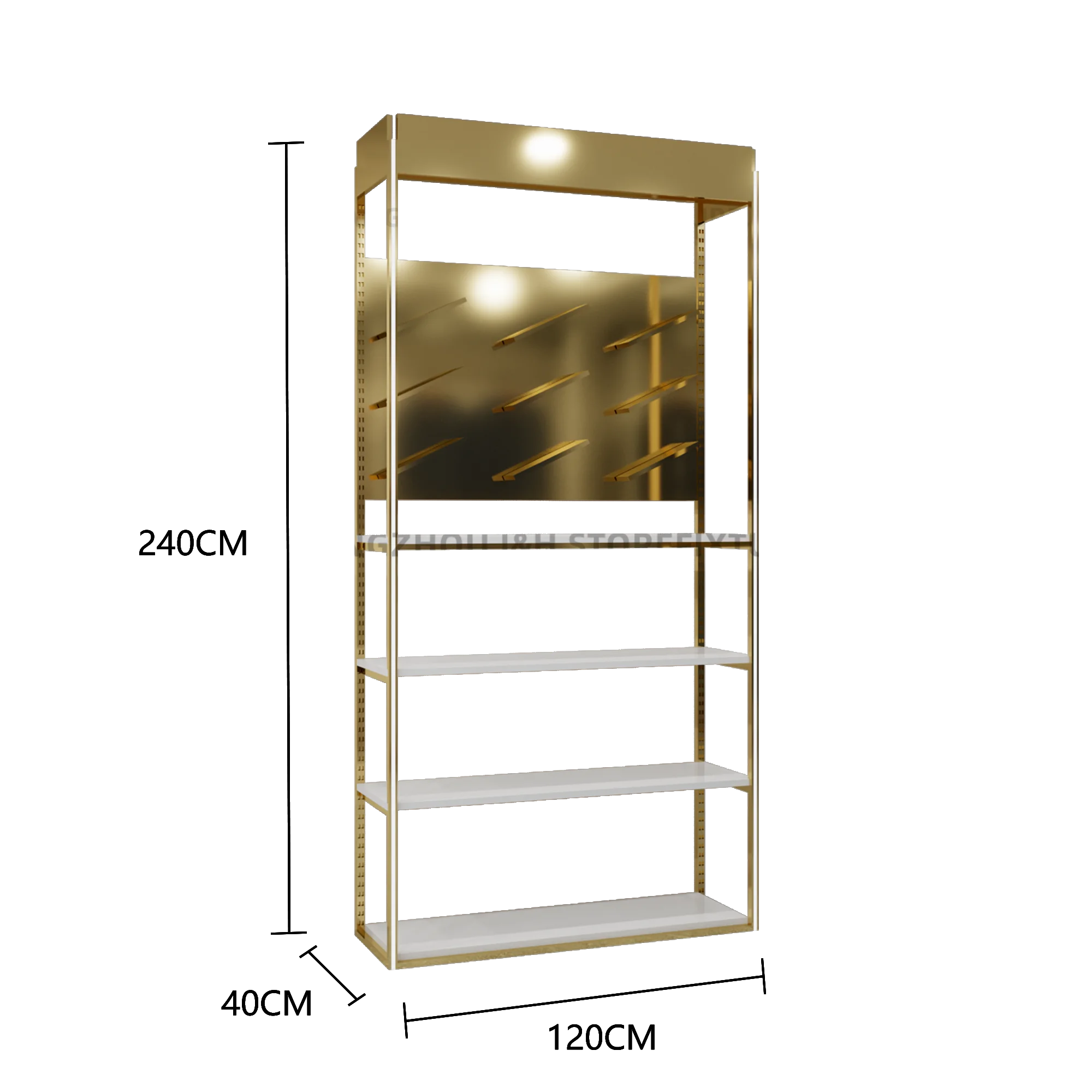 Personalizzato.Personalizzato.Sneaker Wall Rack Espositore per scarpe verticale Scaffale per scarpe in metallo in acciaio inossidabile dorato Logo personalizzato Sho durevole