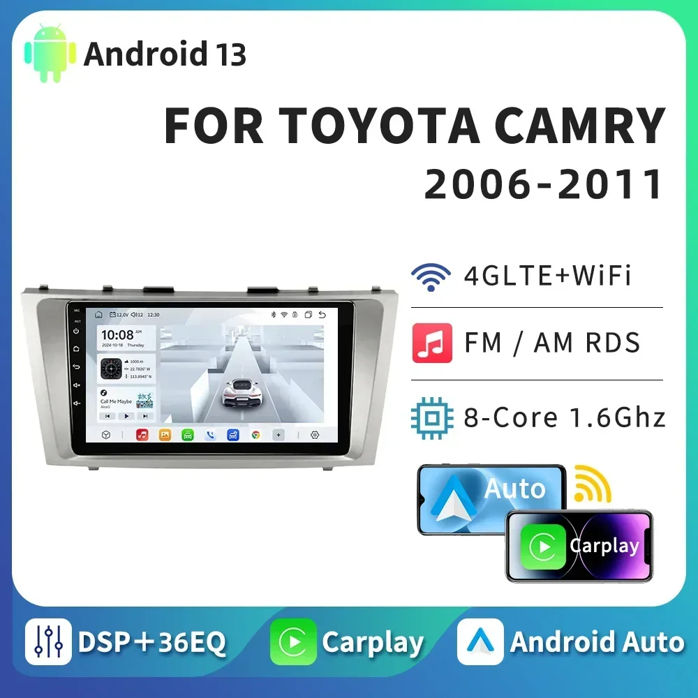 

HTZM Carplay Android Auto For Toyota Camry 7 XV 40 50 2006-2011 GPS Car Radio Multimedia Video Car Player WIFI DSP Stereo