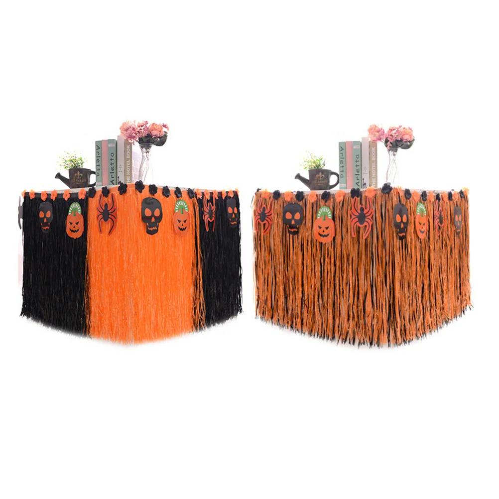 

276X75Cm Decoration Plastic Grass Table Skirt For Halloween Party Luau Party Table Skirt Kitchen Bar Decorations
