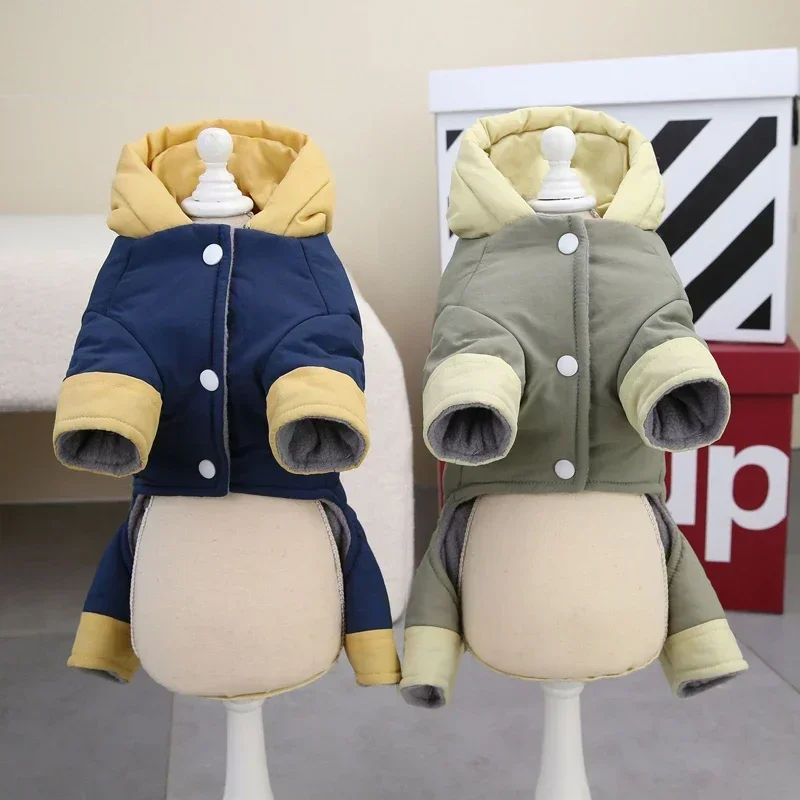 Dog Winter Thicken Coat Warm with D Ring Pet Jumpsuits Puppy Jacket for Small Medium Dogs Overalls Chihuahua Bulldog Costumes