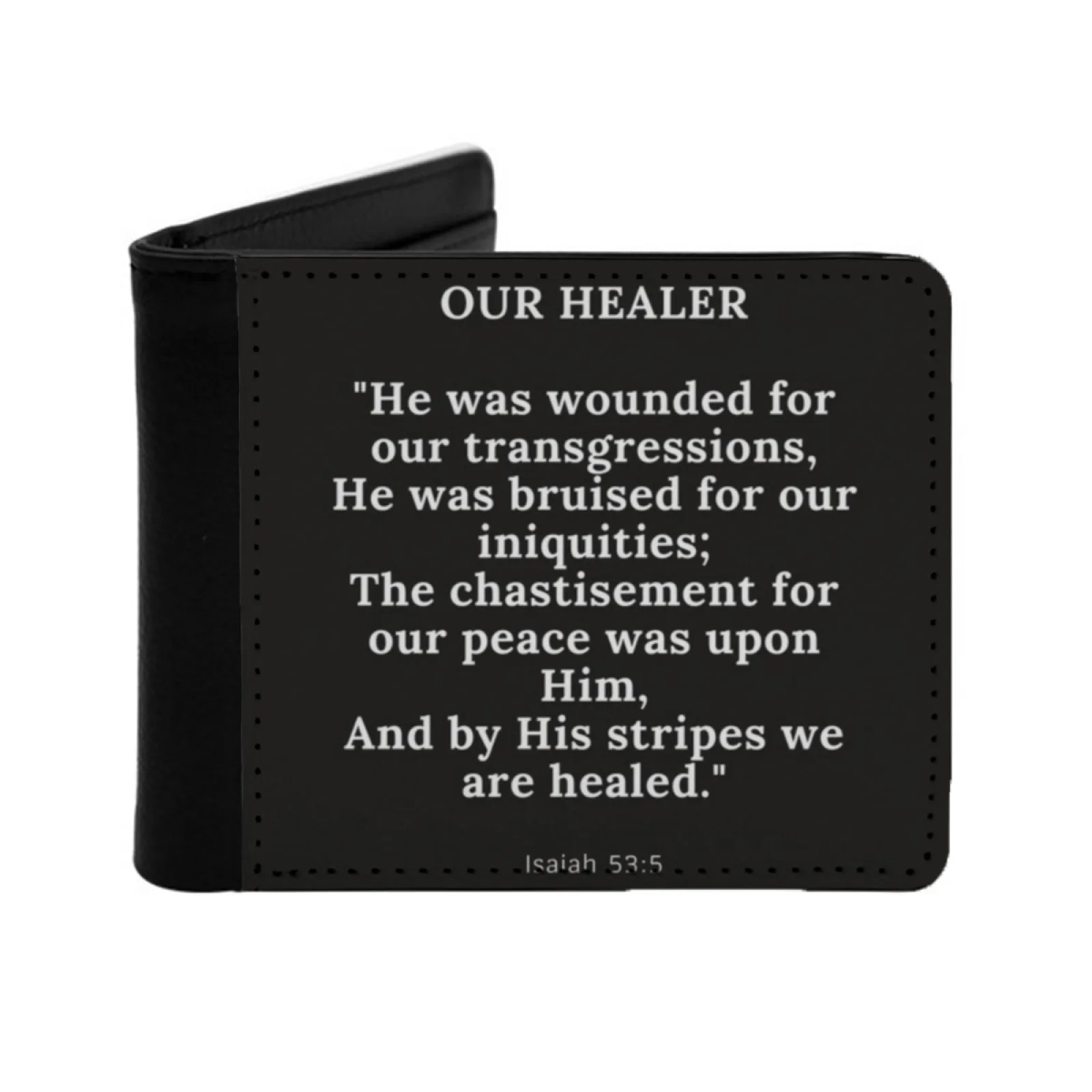 Our Healer Short Men's Wallet Multifunction Purse Male Pu Leather Wallet Christian Faith Jesus Healer Isaiah 53 5 Personalized