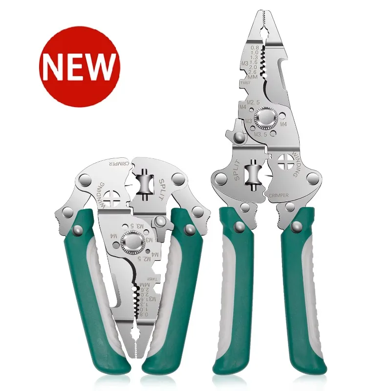 

2025 New Design 9-in-1 Folding Wire Stripper Crimp Pliers Electrical and Home Repair Hand Tools Multifunctional Pliers