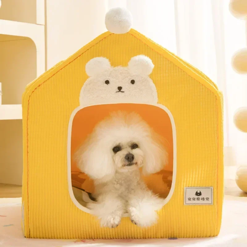 Casa plegable para perros y gatos, cama cálida de invierno, cesta para mascotas, cueva para cachorros, sofá