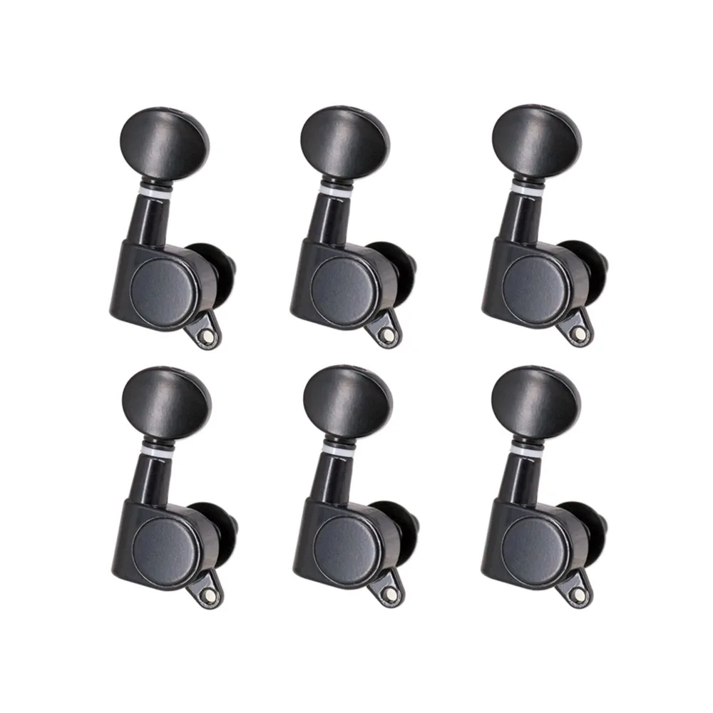6PCS Durable Metal+Plastic Guitar Tuning Pegs Black Color 6 Right Tuning Keys Sealed Machine Heads For Electric Guitar