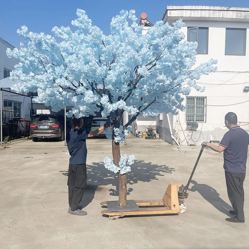

Blue artificial cherry blossom tree wedding decoration large flower tree net celebrity wishing mall artificial flower peach tree