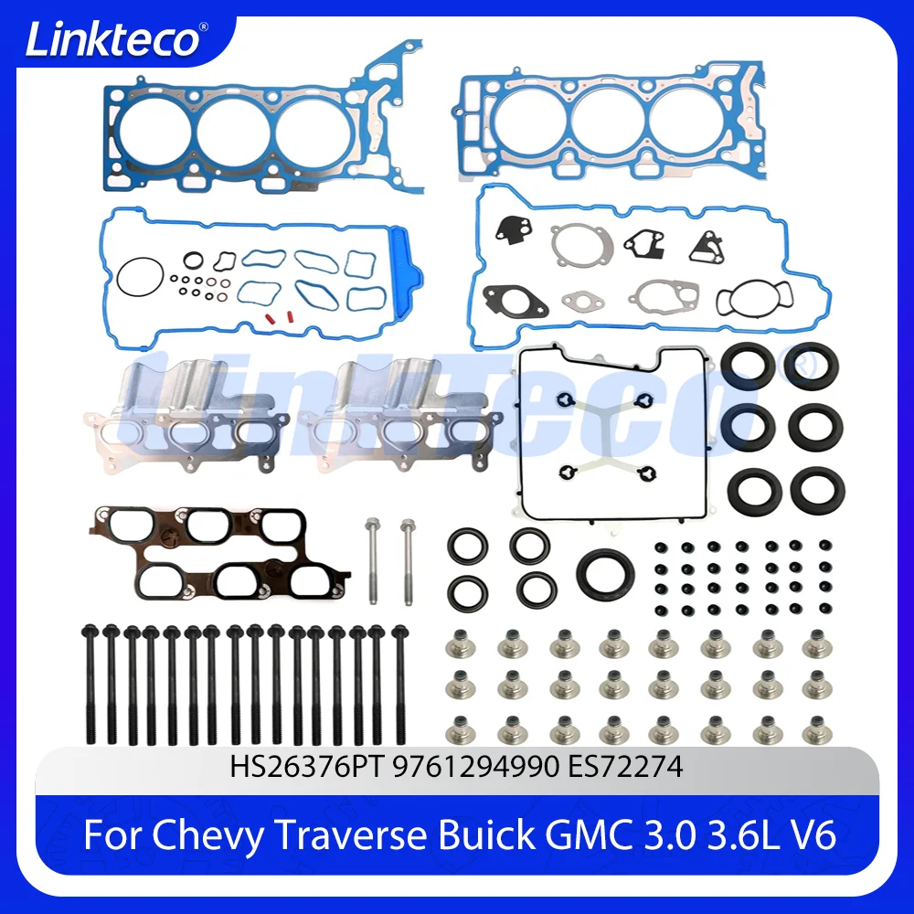 Kit de tornillos para junta de culata de motor, compatible con 3.0 3.6 L V6 H7E LY7 H7 para GMC Acadia Chevrolet Traverse Buick Enclave 09-16 HS26376PT 3.6L