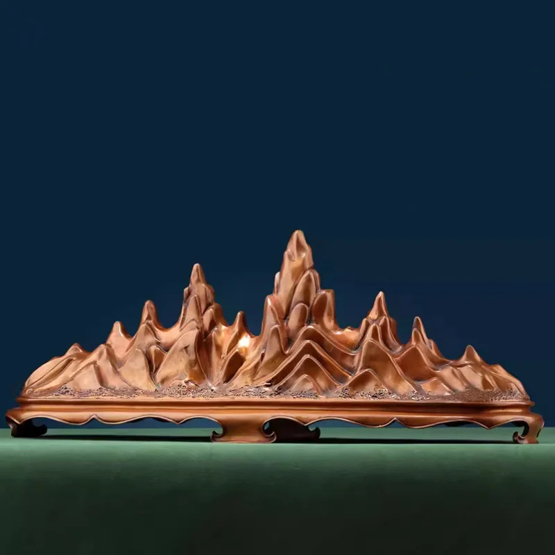 Purple Copper Mountain Peak Holder Ornament Office Rockery Decoration Paperweight Pen Rest Study Room Four Treasures Of The