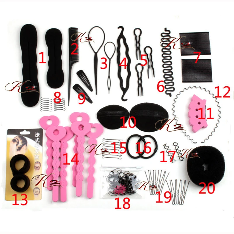 

Hair Accessories Set 20 Pieces Hair Curling Tools For Hair Training Styling Professional Hairdressing Bridal Hair Styling Tools