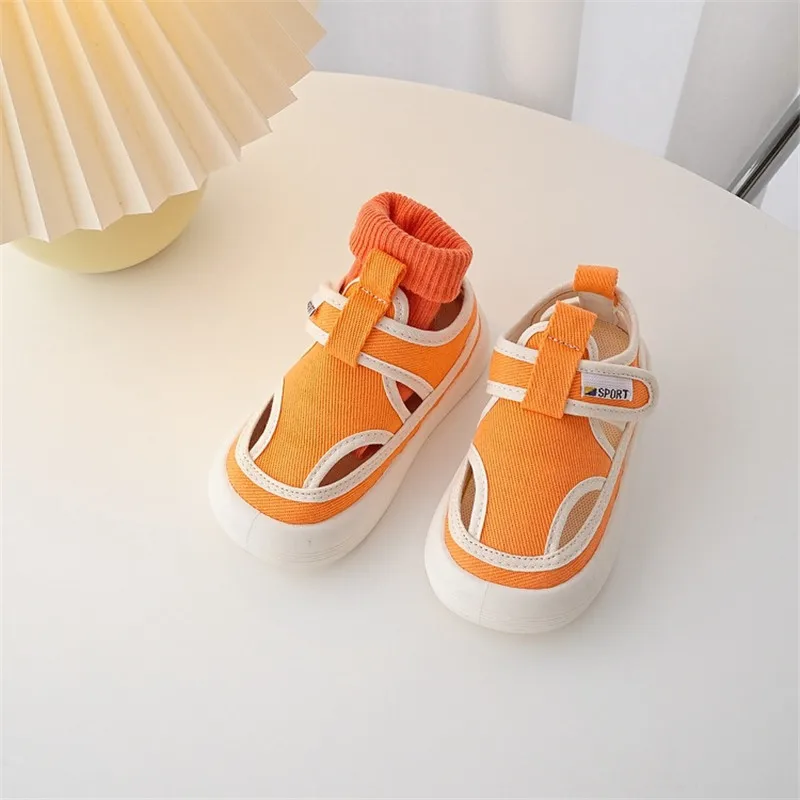 Children Hollow Canvas Shoes 2023 Spring New Baby Candy Color Shoes Boys and Girls Summer Breathable Small Cloth Sandals