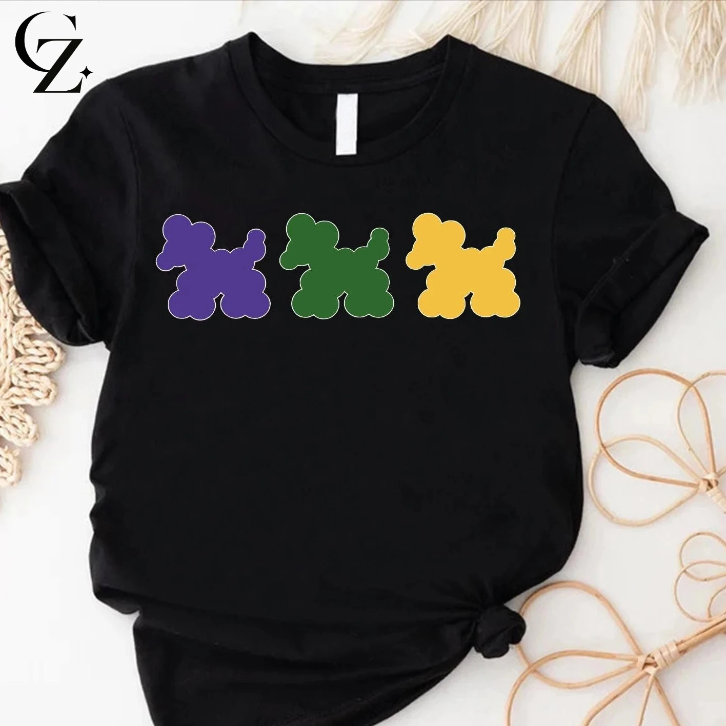 

Футболка для любителей Марди Гра: бусины Марди Гра, собаки, Луизиана, парад, сезон раков, Нола, вечеринка Марди Гра, футболки для вечеринок