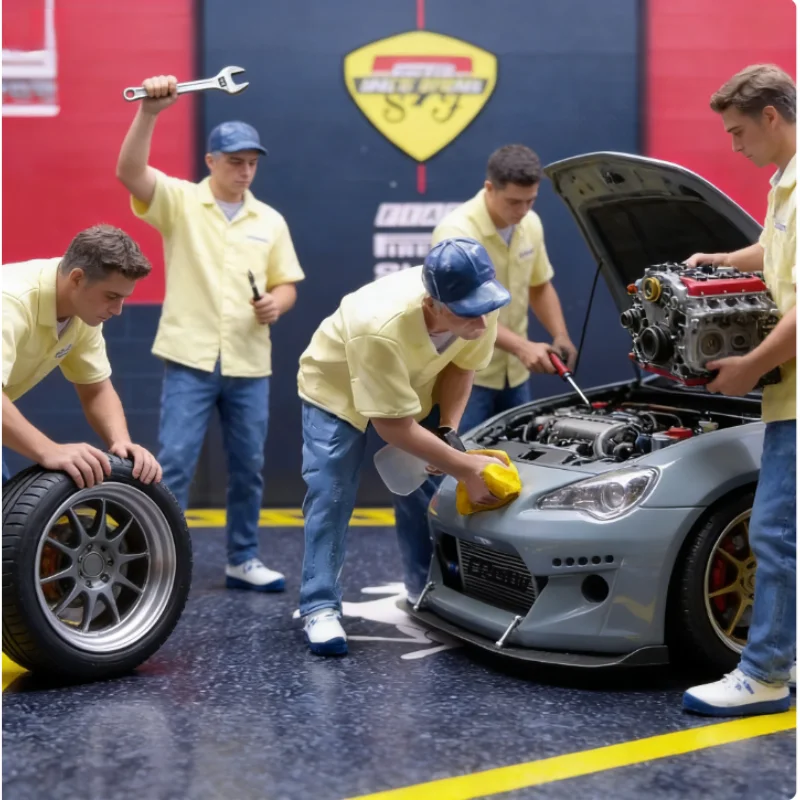 

Фигурка механика по обслуживанию автомобилей в масштабе 1/18, аксессуар для сцен, декор для демонстрации автомобиля, коллекционные фигурки из смолы, игрушки, подарки для фанатов, для демонстрации