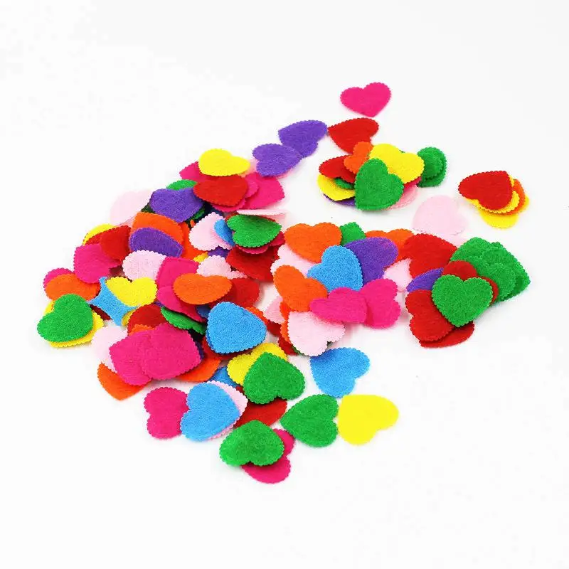 200 pz/lotto 20mm nuovo fiore Non tessuto colore misto Appliques in feltro a forma di cuore per accessori per forniture artigianali fai da te