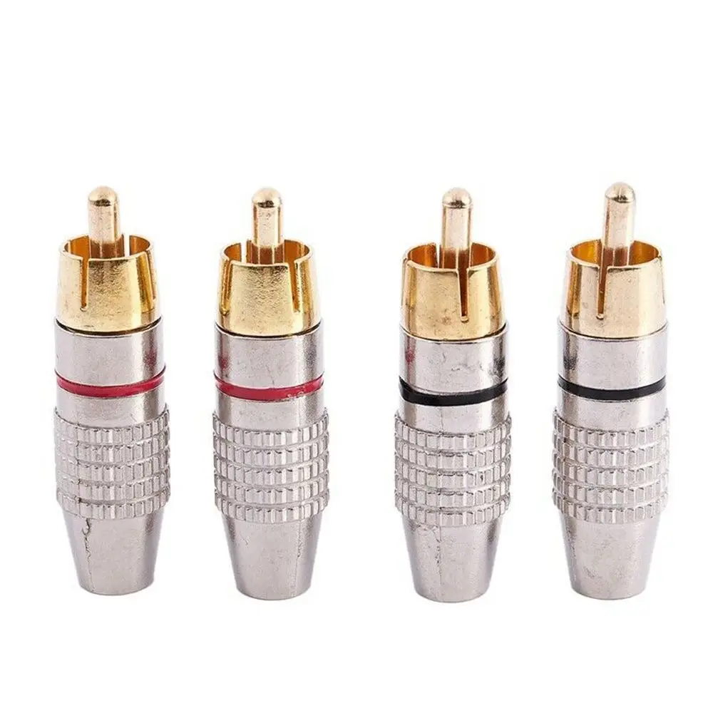 4pcs Solder-Free For Audio Video Cable CCTV Camera Locking RCA Male Plug Connector Adapter