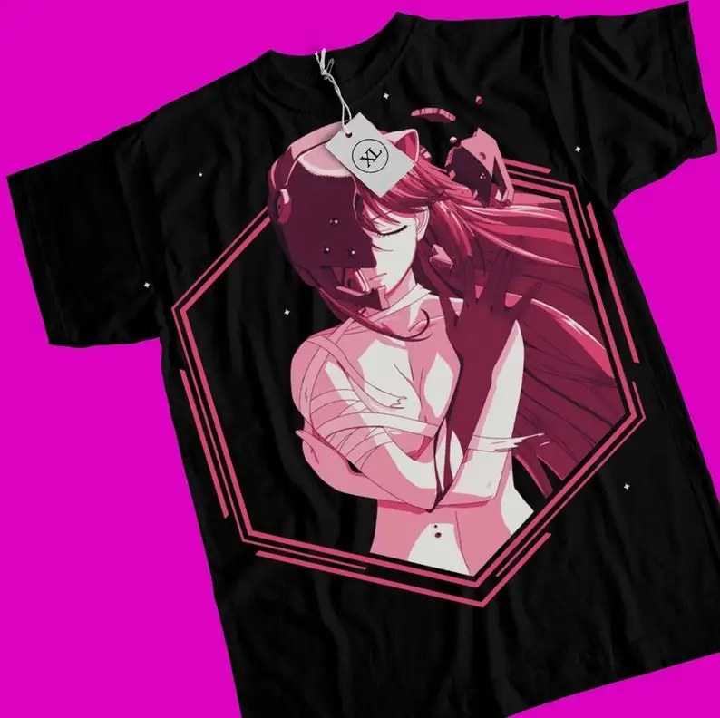 

Elfen Lied T-shirt Lucy Nyu Kaede Anime Girl Manga T-shirt Graphic Tee Black