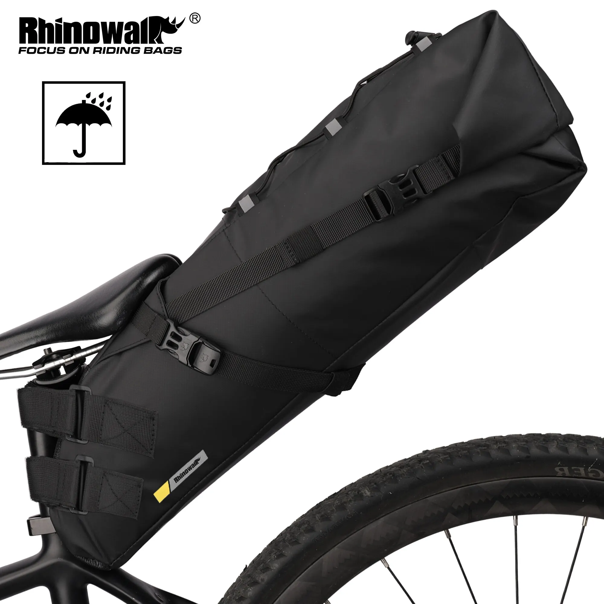 Borsa da sella per bici Rhinowalk impermeabile MTB bicicletta da strada 13L borsa da ciclismo di grande capacità borsa posteriore pieghevole accessori per bagagliaio