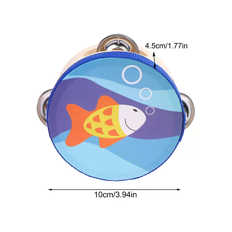 10 سنتيمتر خشبية الدف طبل جرس دليل آلة موسيقية قرع وسائل تعليمية للأطفال لعبة التعليم المبكر طبلة ذات يد #6