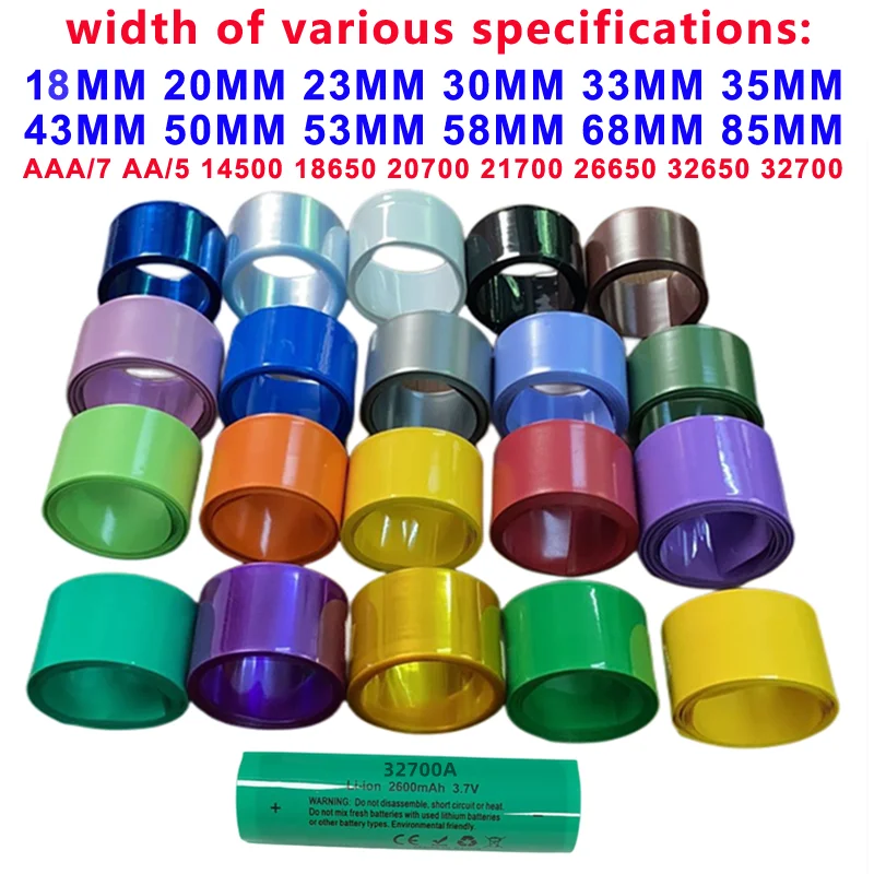 1m/lot 18650 14500 21700 Lithium battery packaging film PVC heat shrink tubing shrink film battery packaging insulation tube