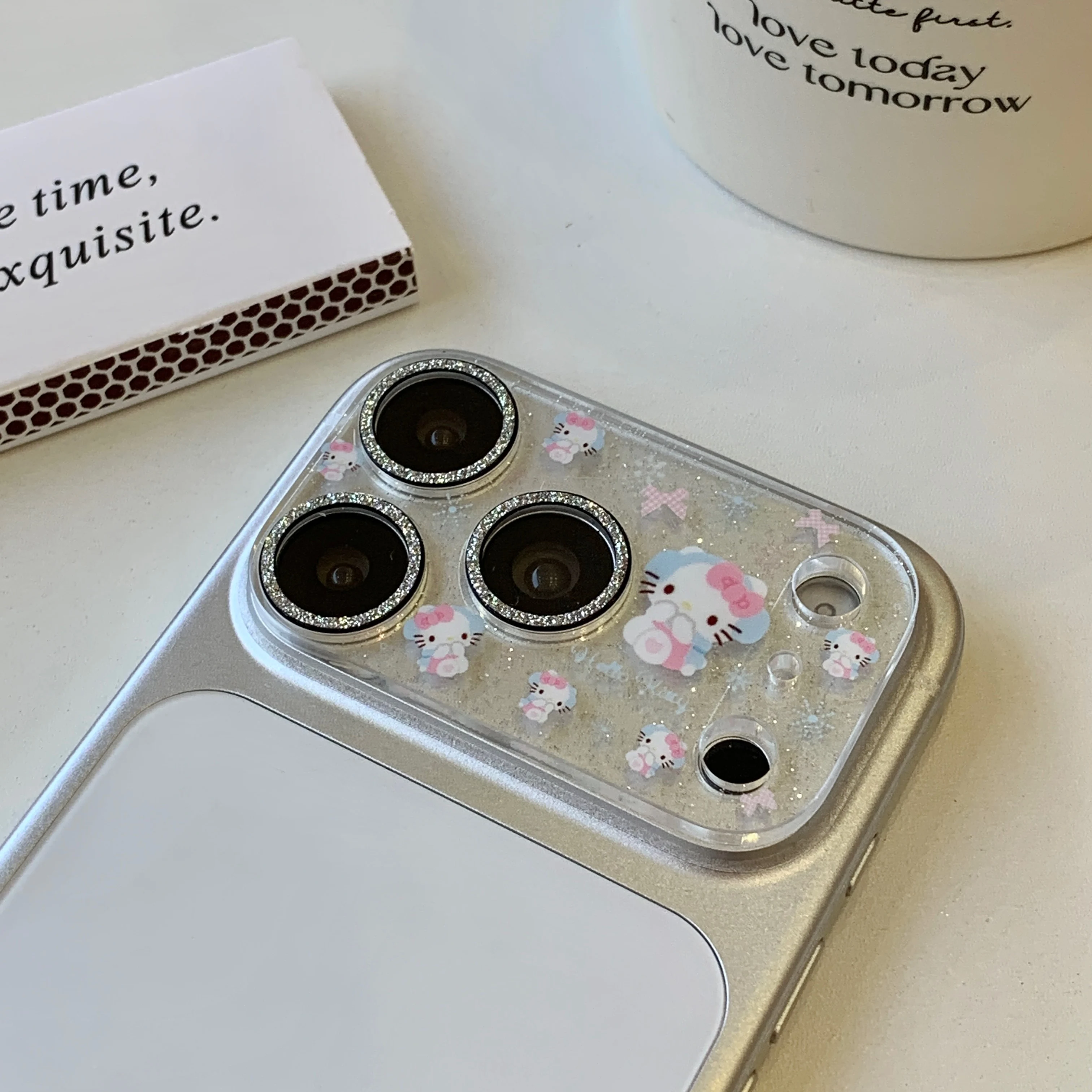 ثلاثية الأبعاد الكرتون كيتي الماس عدسة الكاميرا طبقة رقيقة واقية مناسبة آيفون 17 برو ماكس 16 15 14 13 بروماكس الغطاء الخلفي عدسة صغيرة الزجاج