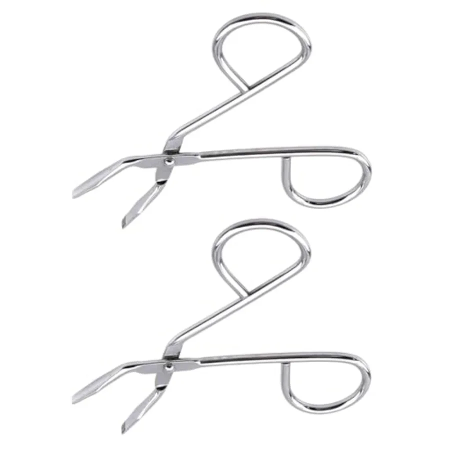 2Pcs Silver Stainless Steel Eyebrow Scissors Tweezers, Elbow Pliers Clip Scissors, Flat Tip Hair Plucker Hair Removal Tweezers,