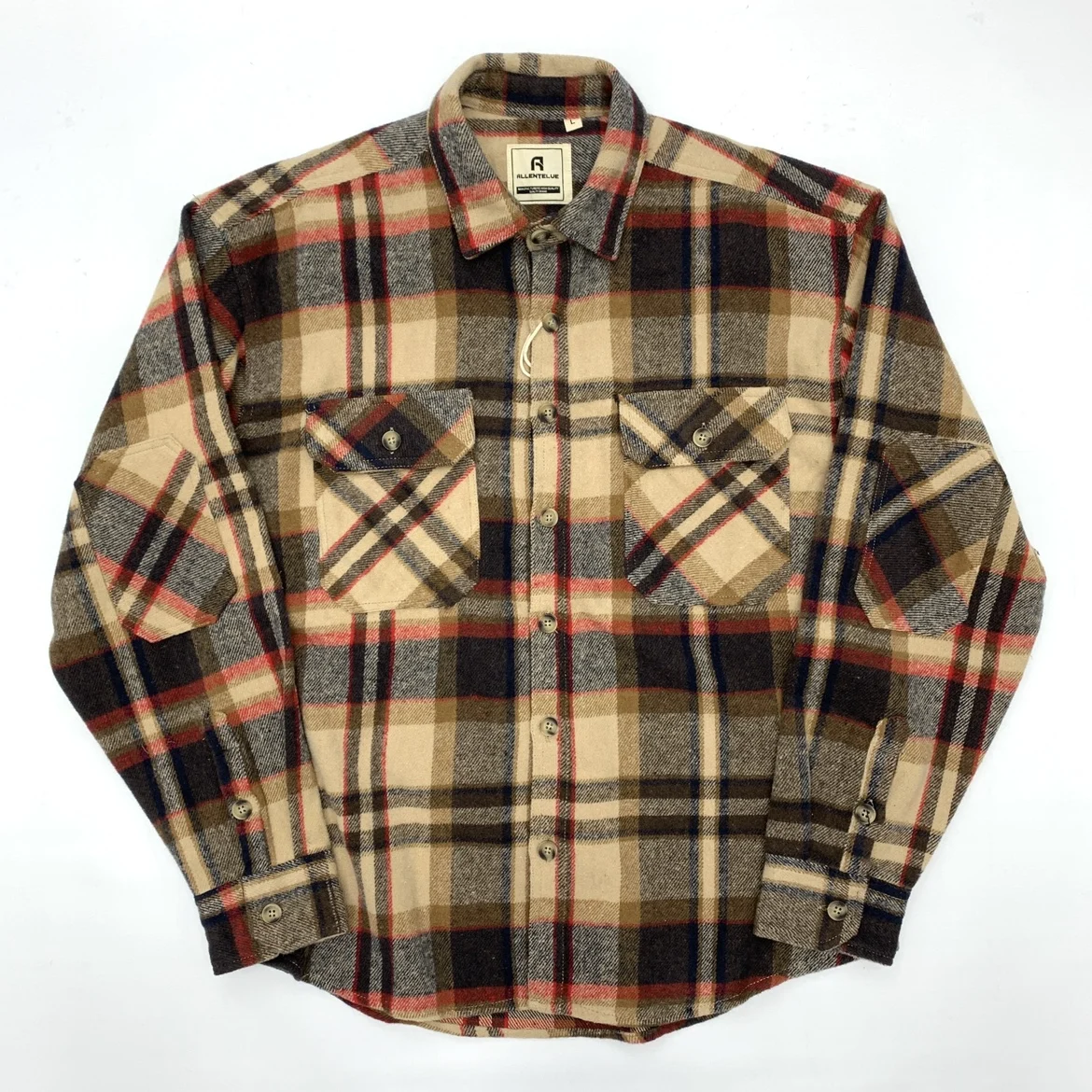 

American Vintage Autumn Winter Brushed Warm Check Shirts for Men Heavyweight Thick Thermal Plaid Casual Woolen Workwear Coats