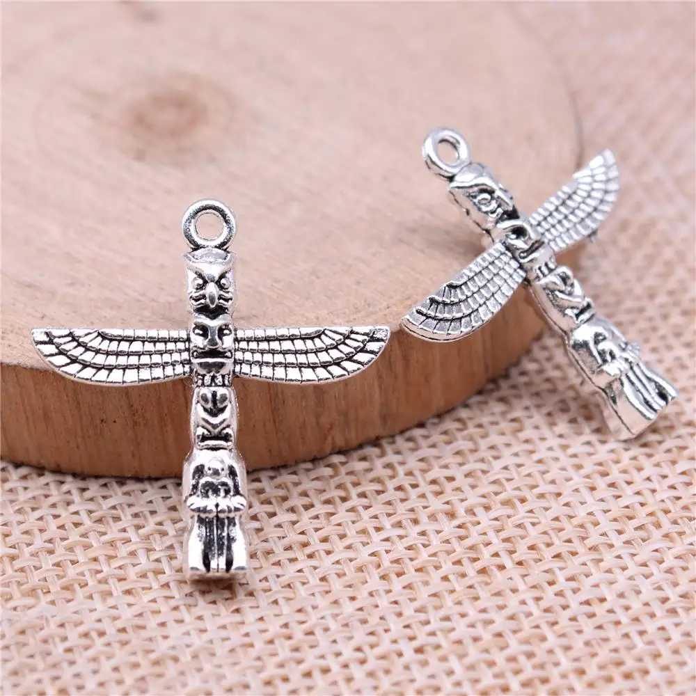 WYSIWYG 10pcs Charms 27x25mm Mayan Totem Stone Column Charms For Jewelry Making DIY Jewelry Findings Alloy Charms Pendant