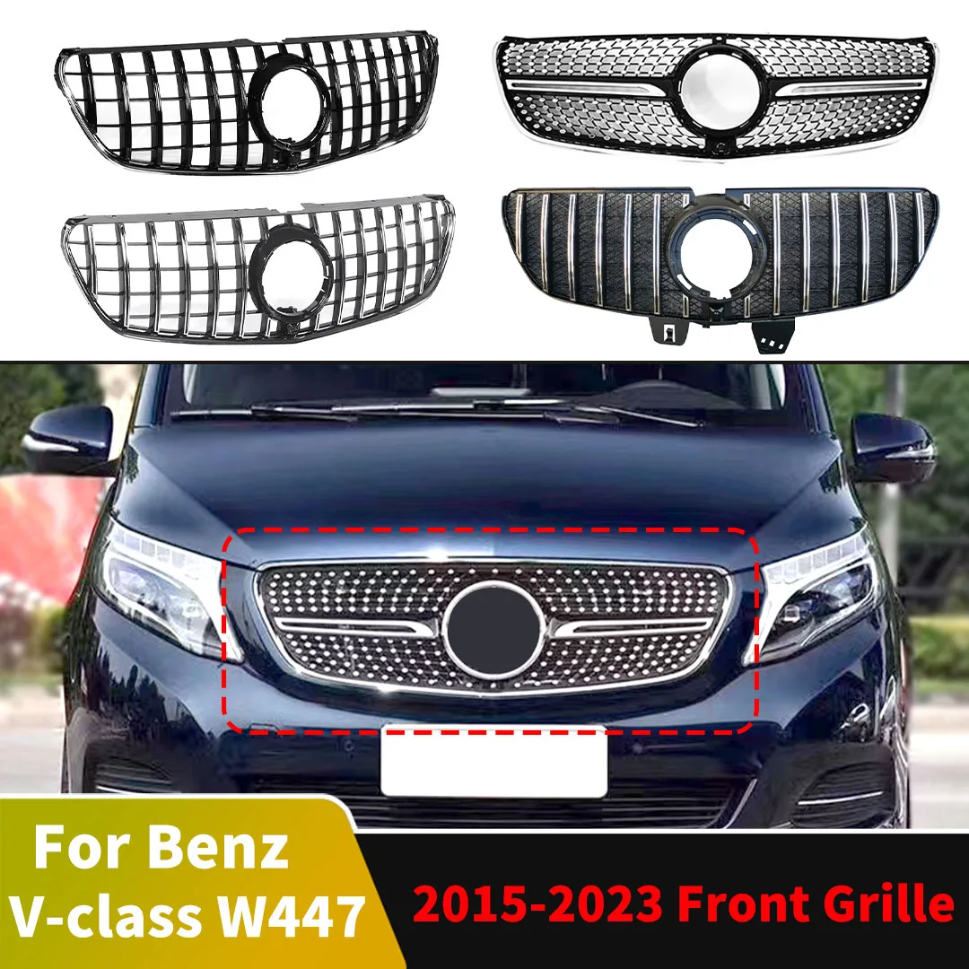 

Sport Front Bumper Grille Inlet Mesh Grill Radiator Grid Tuning For Mercedes Benz V Class W447 2015-2023 GT Diamond Style Refit