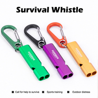 Camping Safety Whistle with Double Tube; Metal Survival Whistle with High Decibel Output for Hiking.