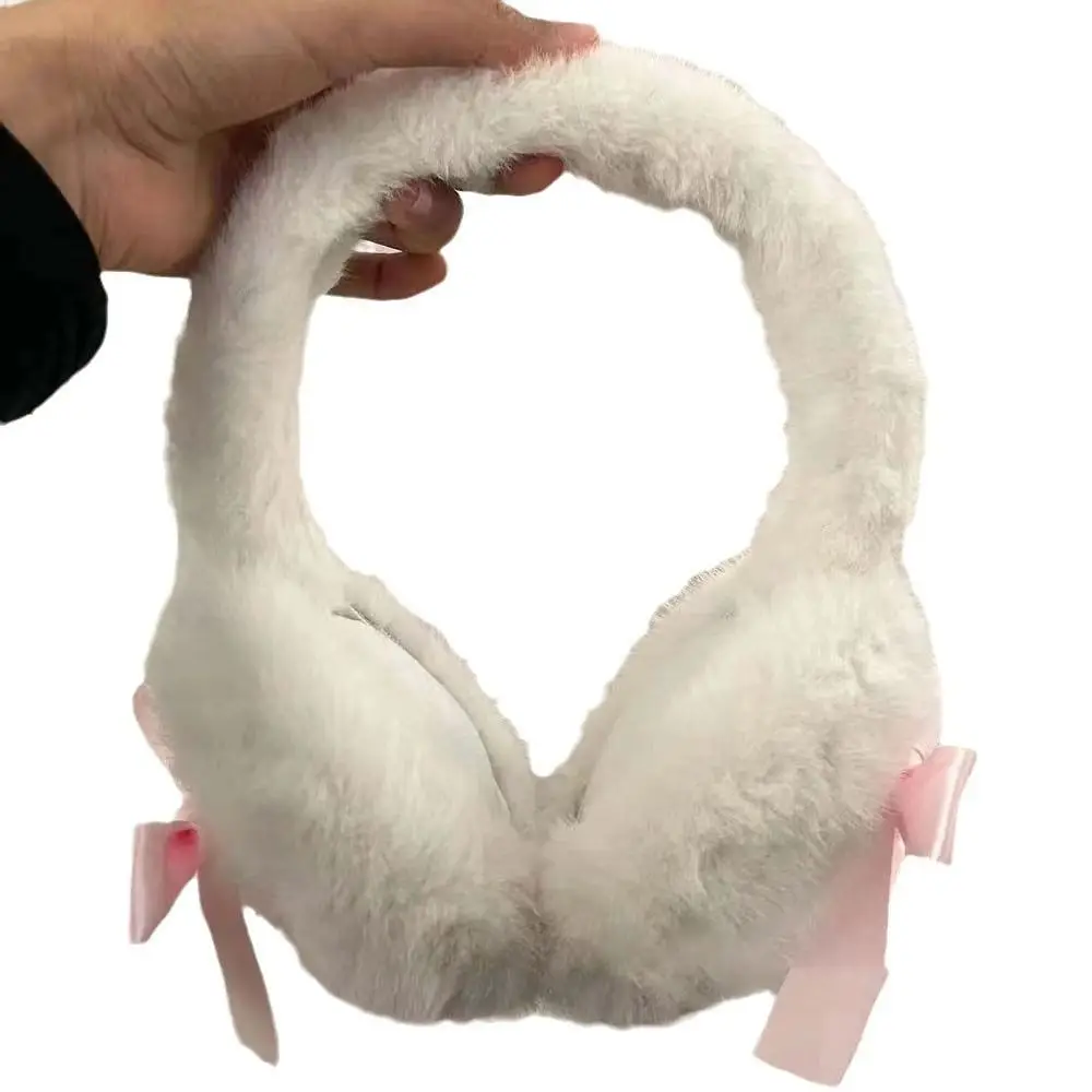 قفازات جديدة بعقدة على شكل فيونكة مريحة لتدفئة الأذن Kawaii غطاء أذن ناعم