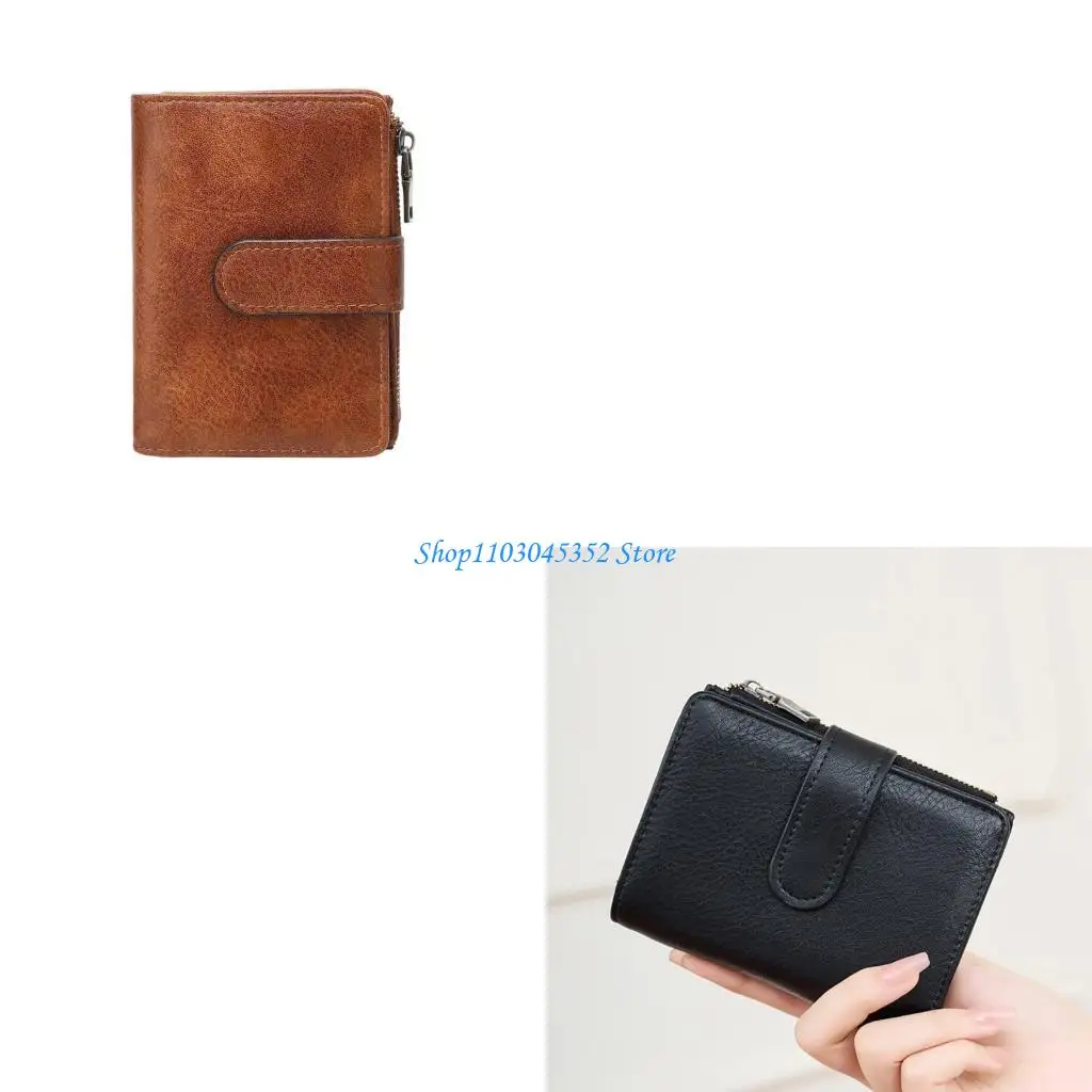 محفظة قصيرة الحجم بحجم صغير للسفر، مقصورات متعددة، محفظة عملات معدنية من جلد البولي يوريثان، إكسسوار نسائي