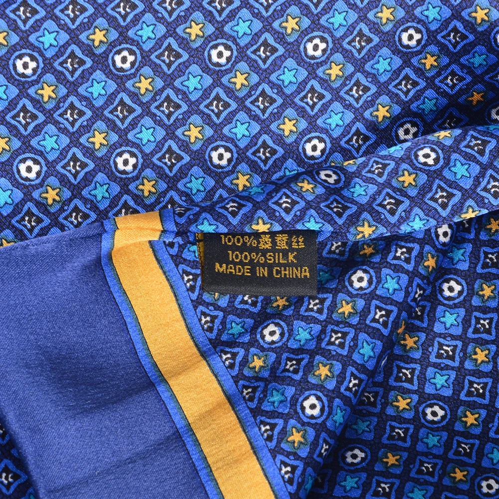 BYSIFA-bufanda de seda de color azul marino para hombre, bufandas largas estampadas de marca de invierno, 100% de seda pura, novedad