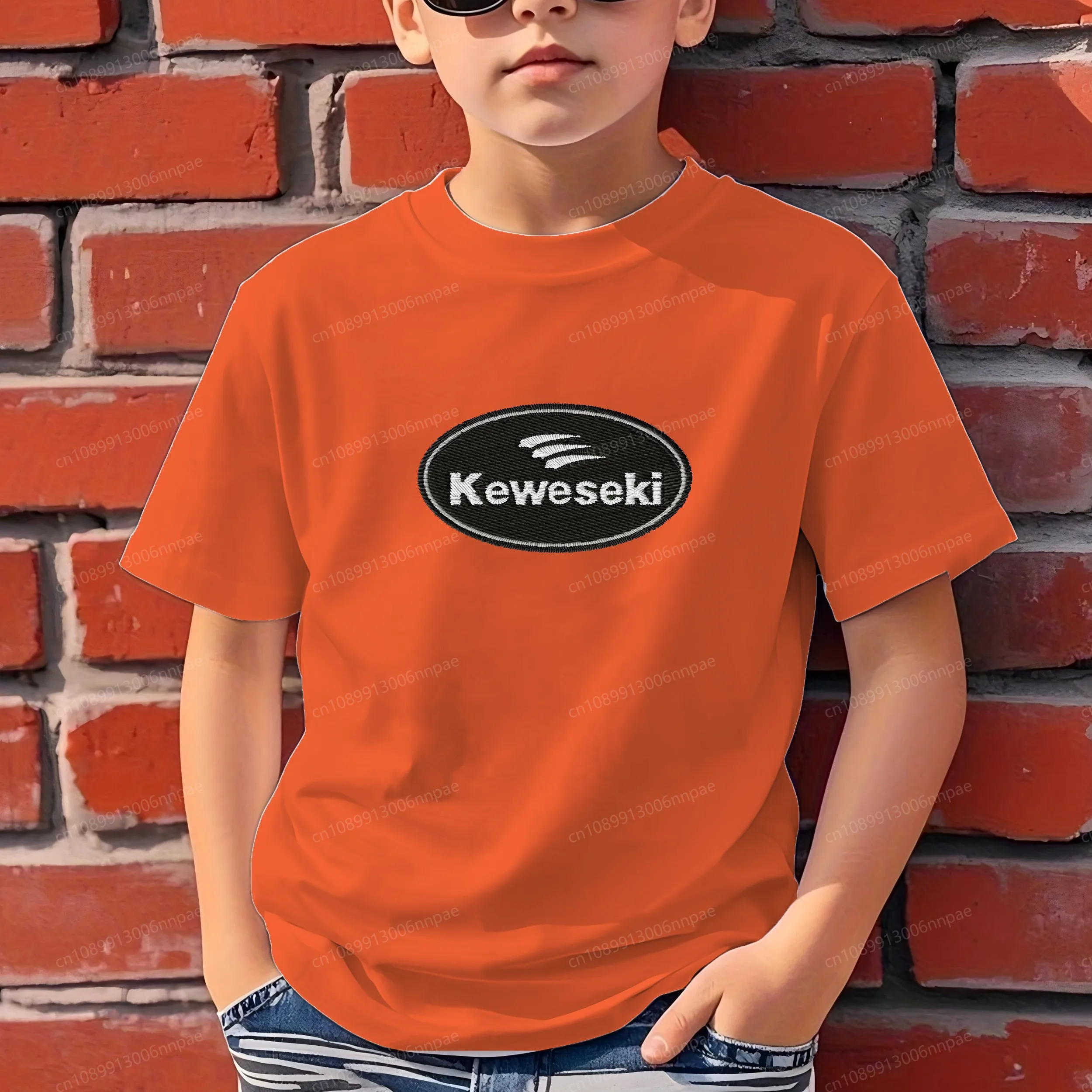 

Children Summer Clothes Embroidery Kawasaki 3D Printing Pure Cotton 100% T-shirt for a Boy 2025 Kids Clothing Child Top Texture